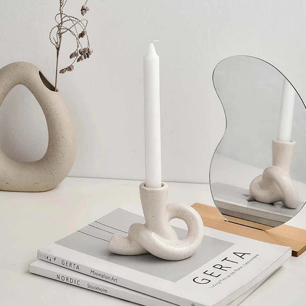 Modern Ceramic Candlestick Holders Set