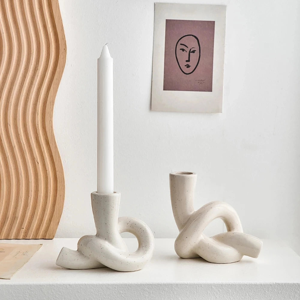 Modern Ceramic Candlestick Holders Set