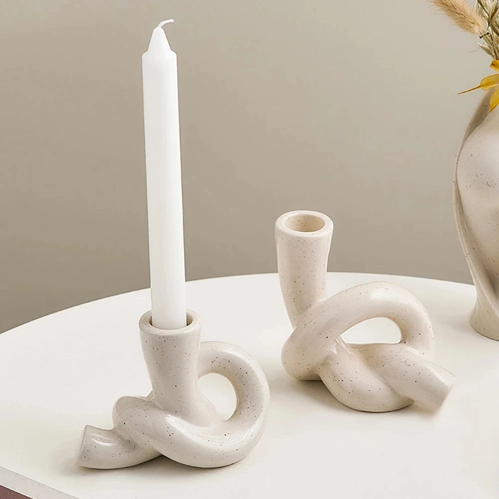 Modern Ceramic Candlestick Holders Set