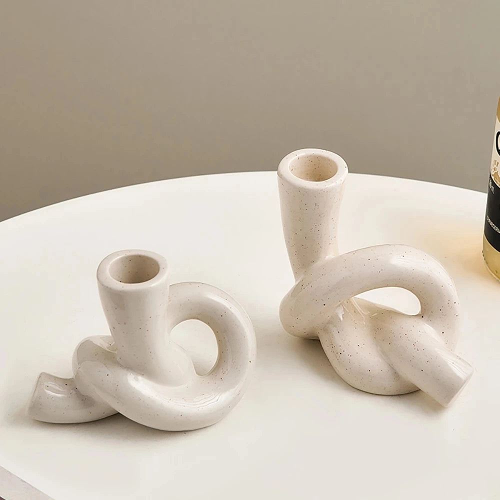 Modern Ceramic Candlestick Holders Set