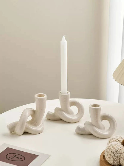 Modern Ceramic Candlestick Holders Set