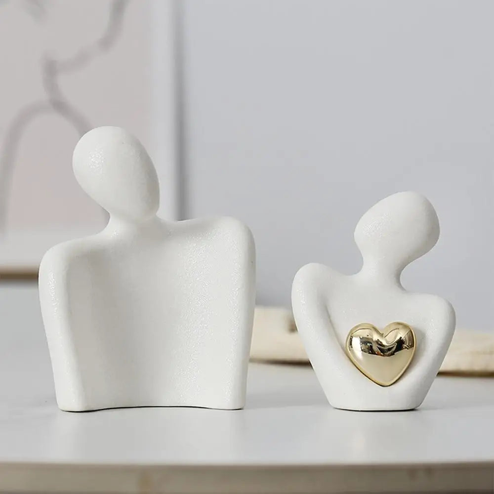 Modern Ceramic Couple Hugging Figurine