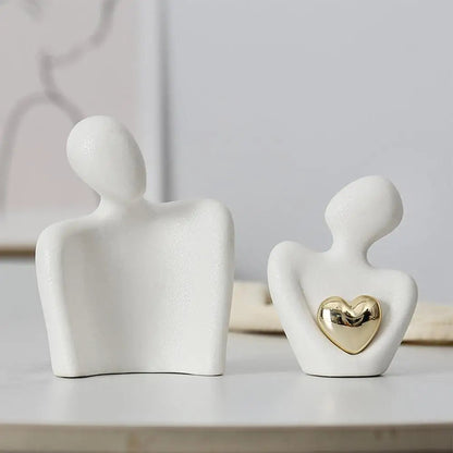 Modern Ceramic Couple Hugging Figurine