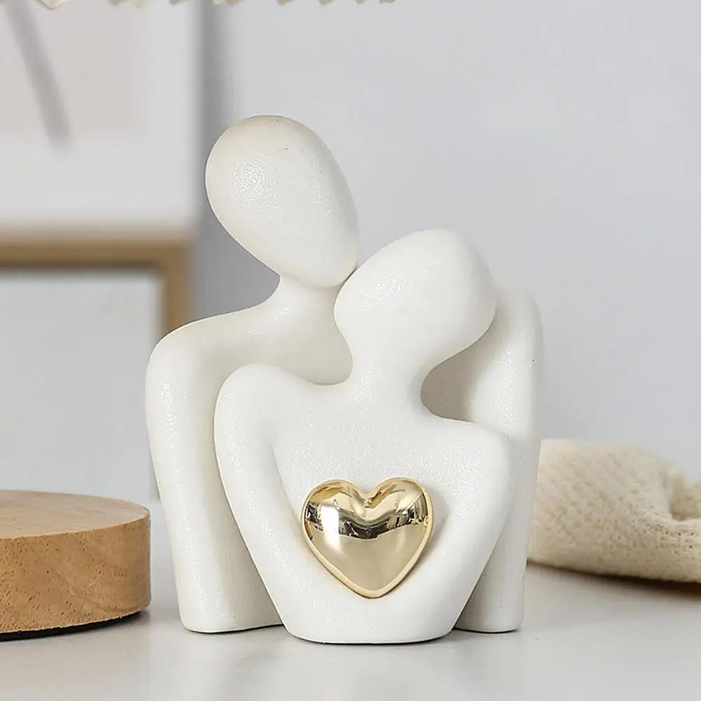 Modern Ceramic Couple Hugging Figurine