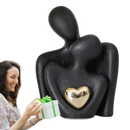 Modern Ceramic Couple Hugging Figurine