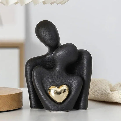 Modern Ceramic Couple Hugging Figurine