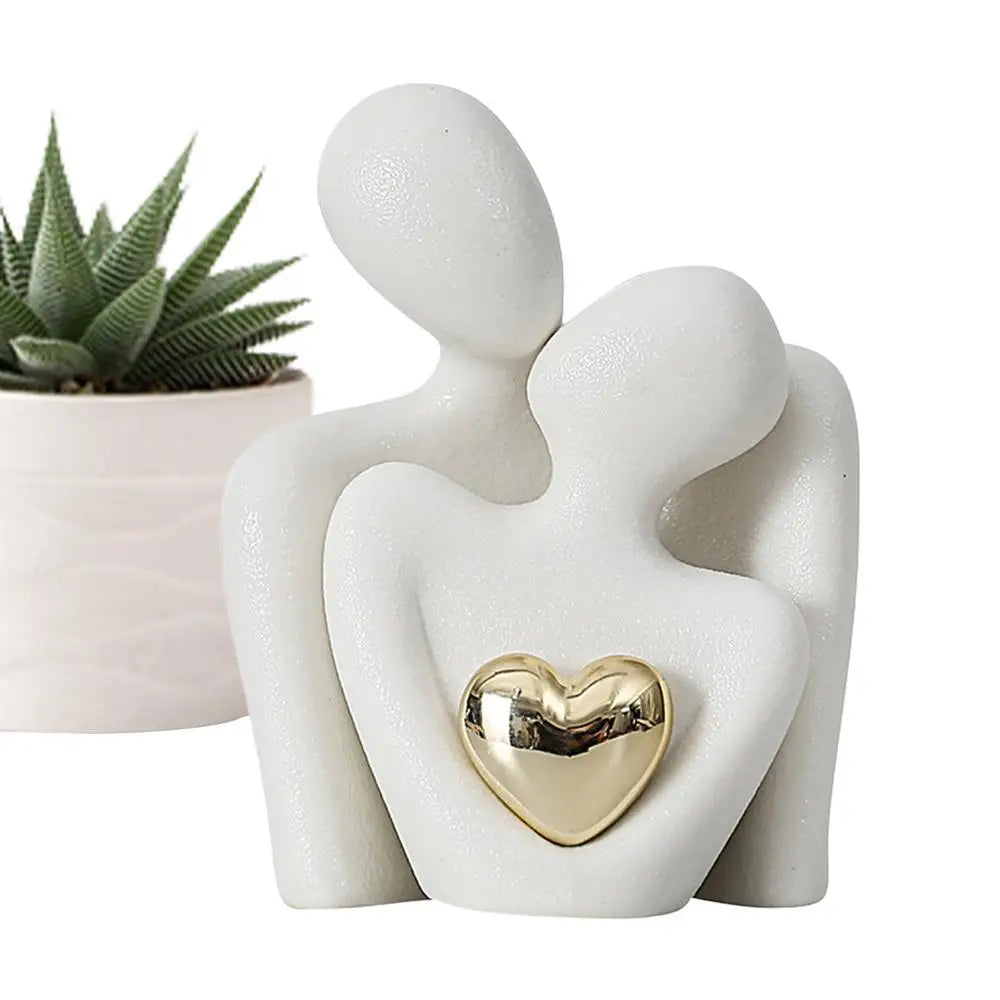 Modern Ceramic Couple Hugging Figurine