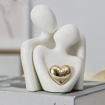 Modern Ceramic Couple Hugging Figurine