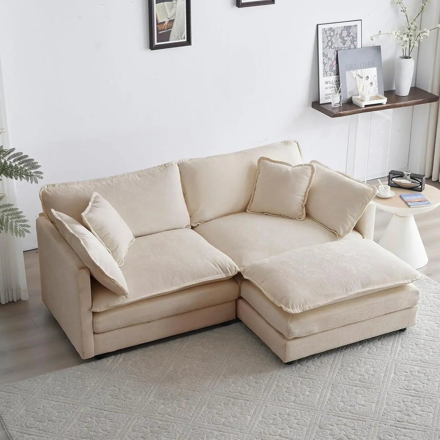 Modern Chenille L-Shaped Sectional Sofa