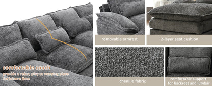 Modern Chenille L-Shaped Sectional Sofa