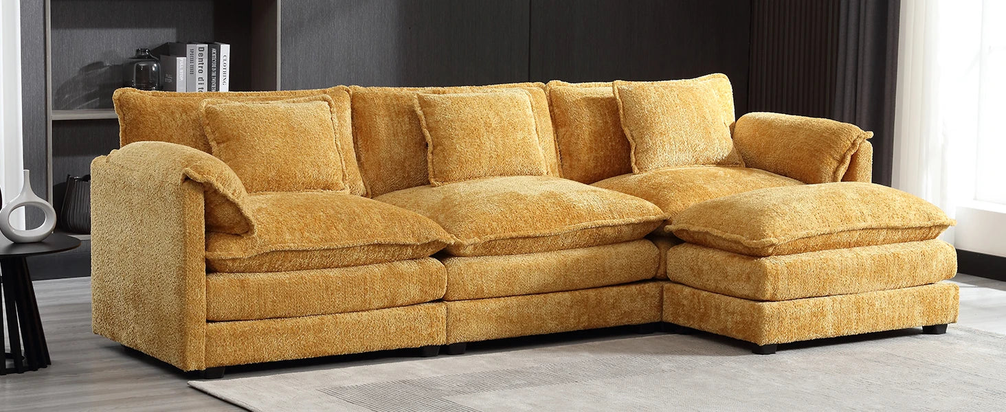 Modern Chenille L-Shaped Sectional Sofa