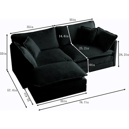 Modern Chenille L-Shaped Sectional Sofa