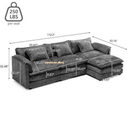 Modern Chenille L-Shaped Sectional Sofa