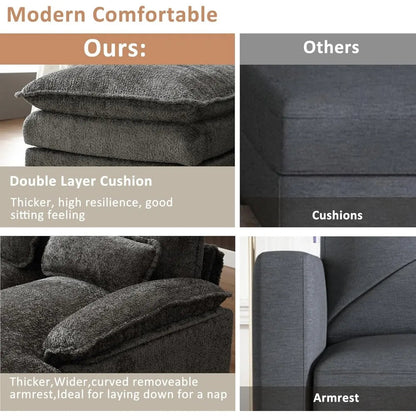 Modern Chenille L-Shaped Sectional Sofa