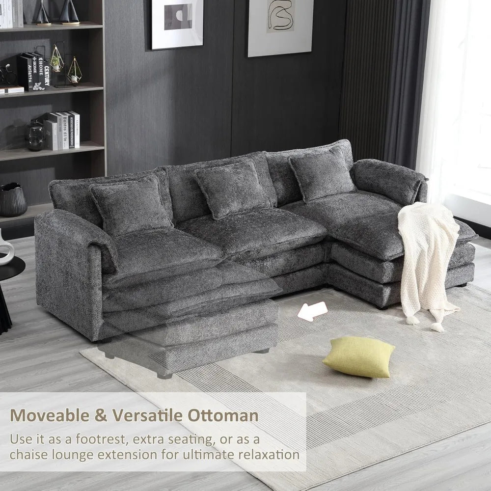 Modern Chenille L-Shaped Sectional Sofa