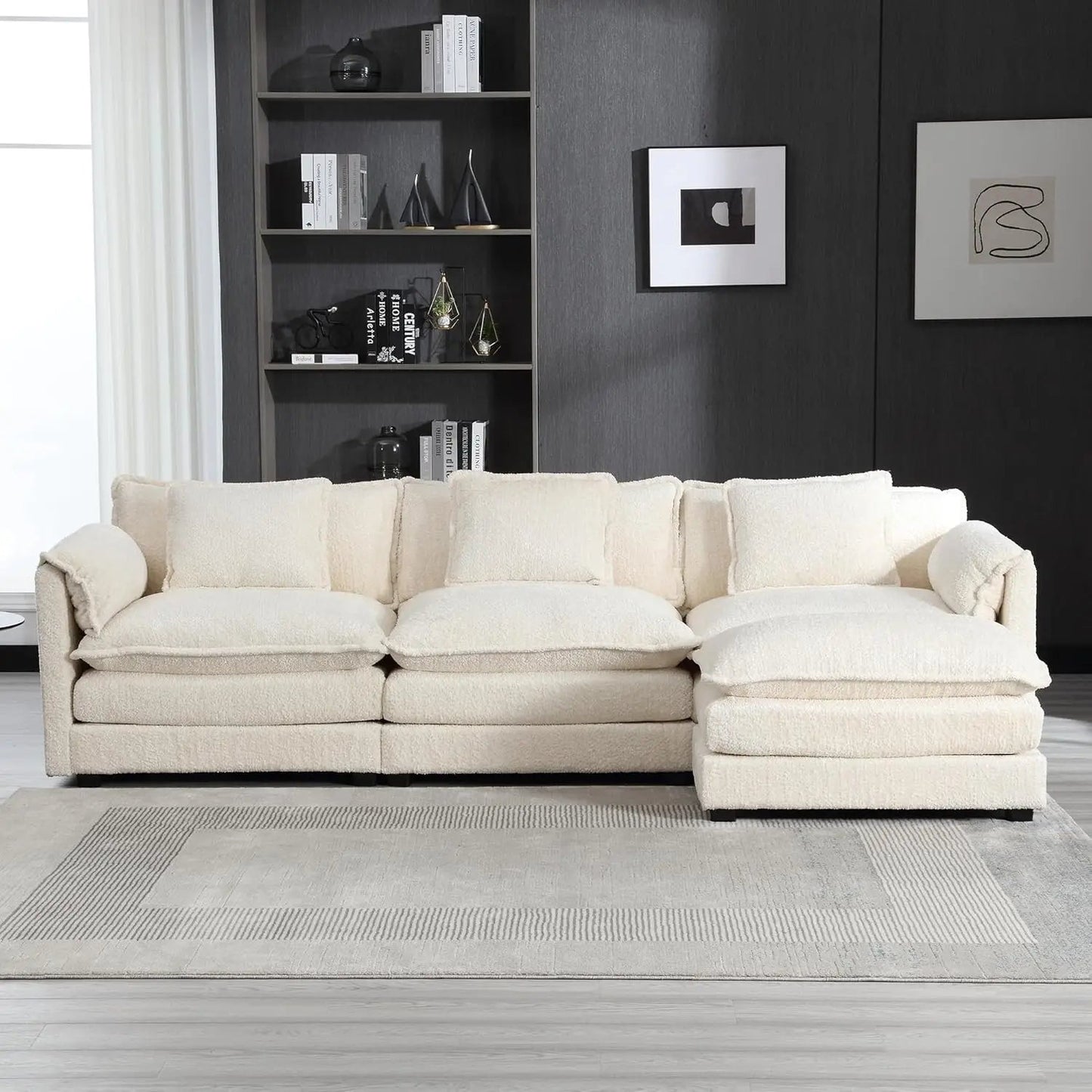 Modern Chenille L-Shaped Sectional Sofa