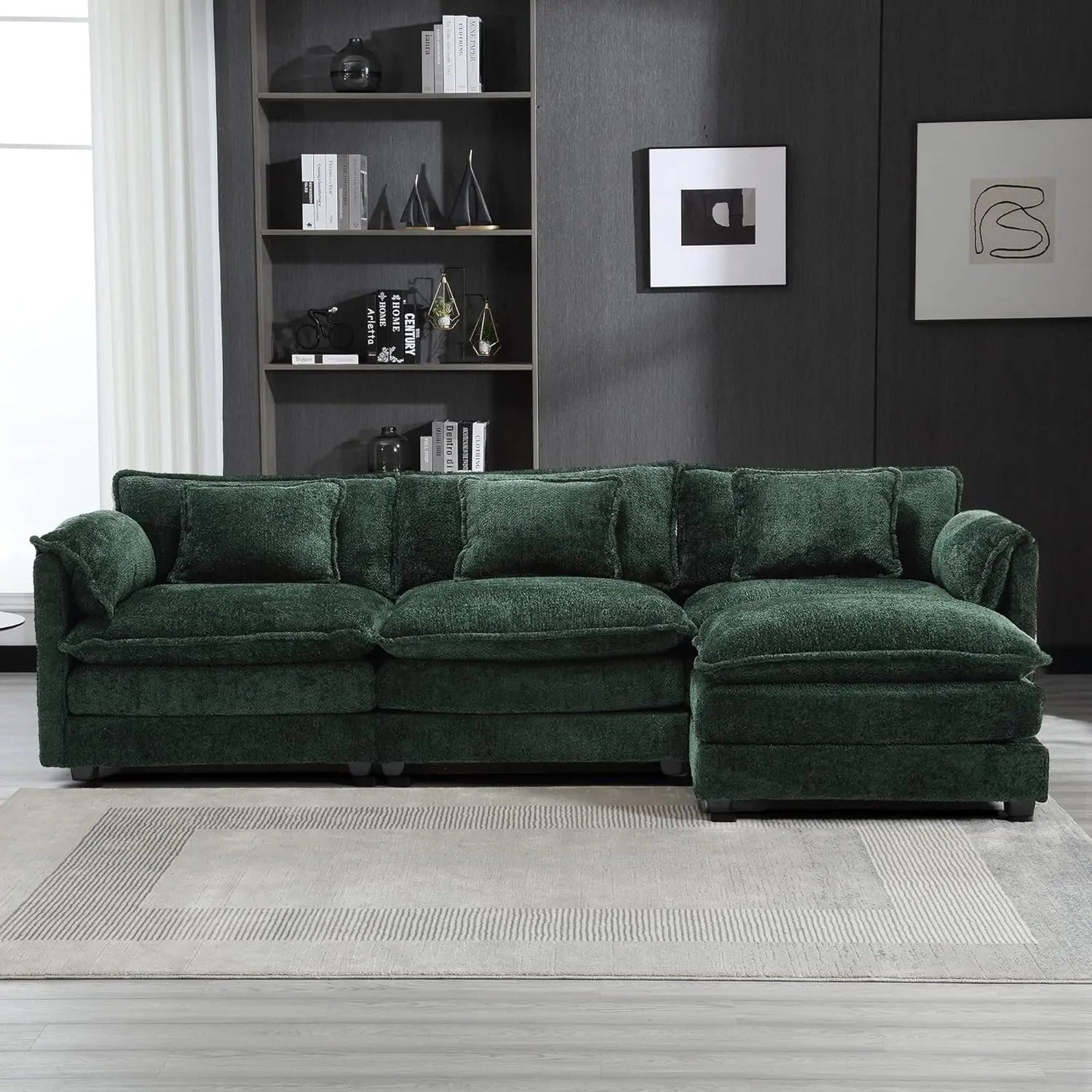 Modern Chenille L-Shaped Sectional Sofa