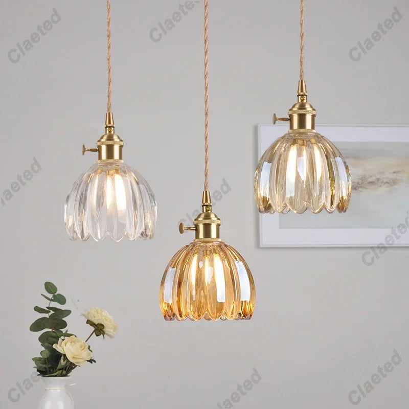 Modern Copper Glass LED Pendant Light