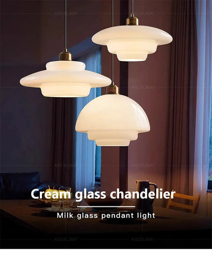 Modern Cream Glass Pendant Light