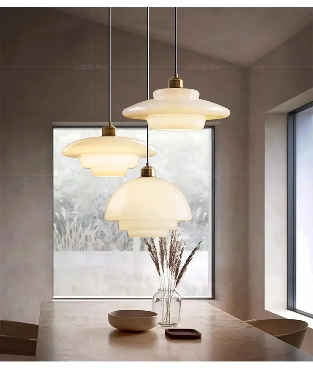 Modern Cream Glass Pendant Light