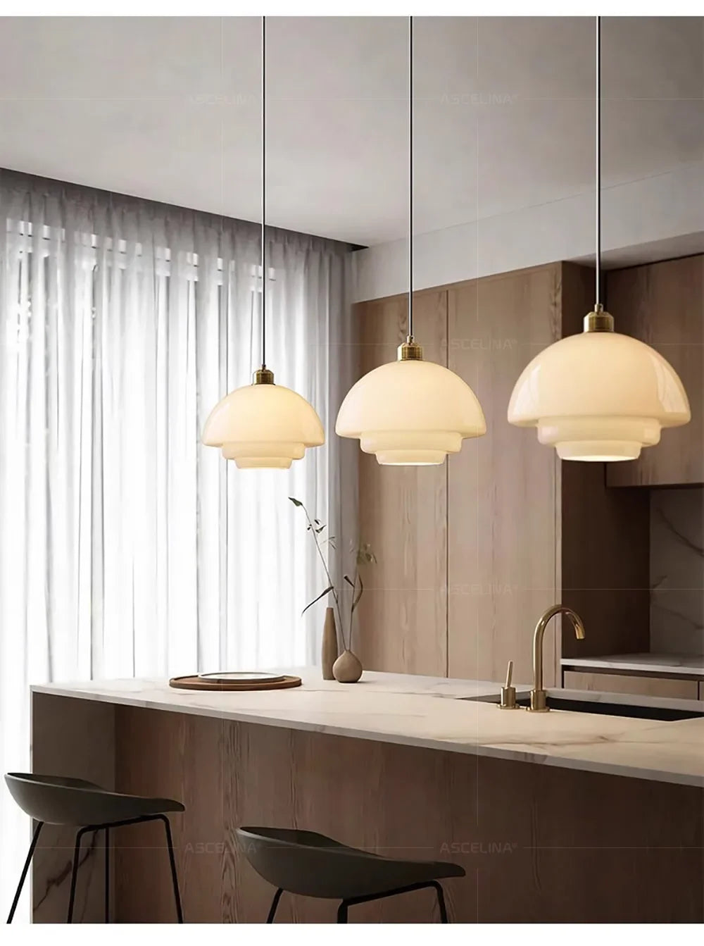 Modern Cream Glass Pendant Light