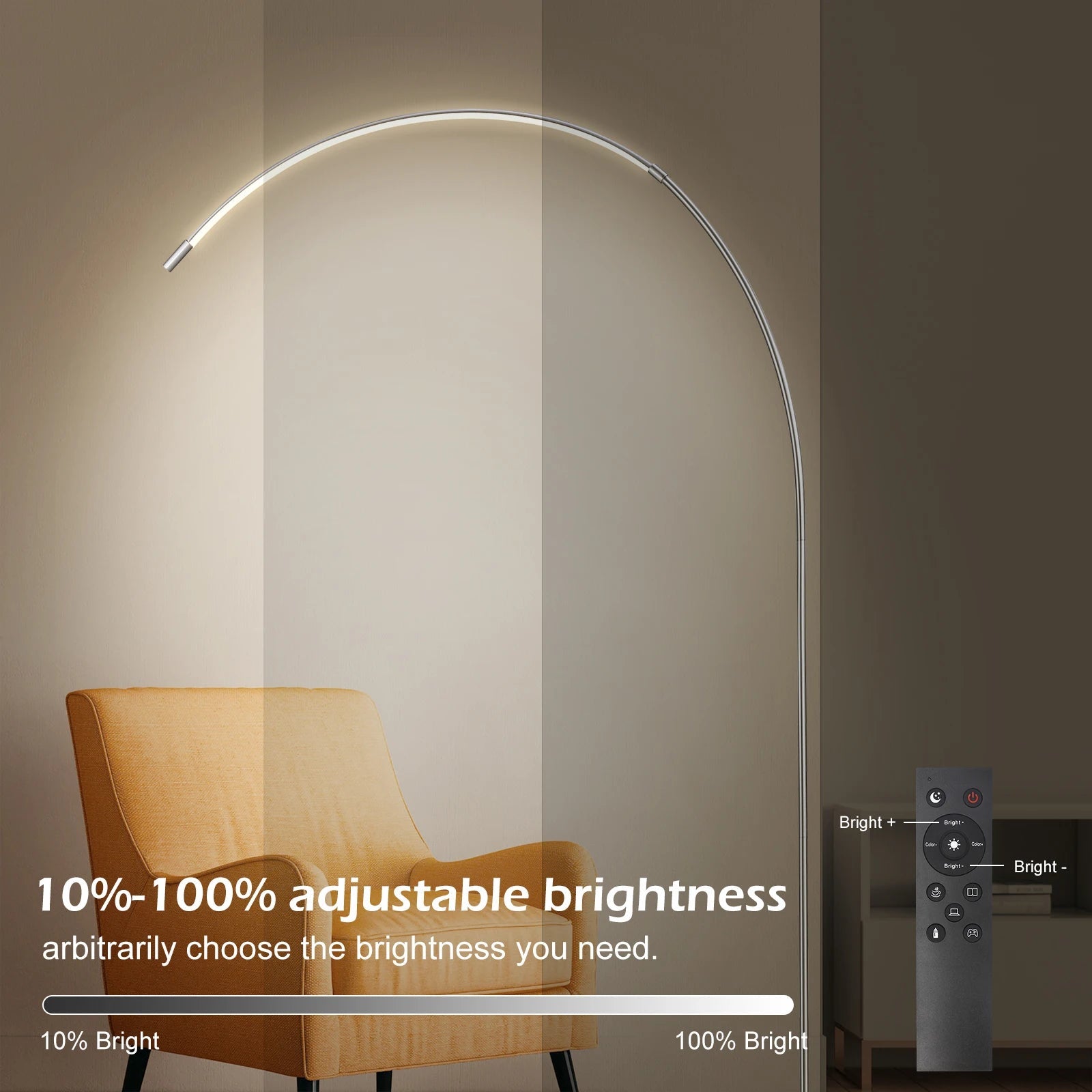 Modern Dimmable LED Arc Floor Lamp