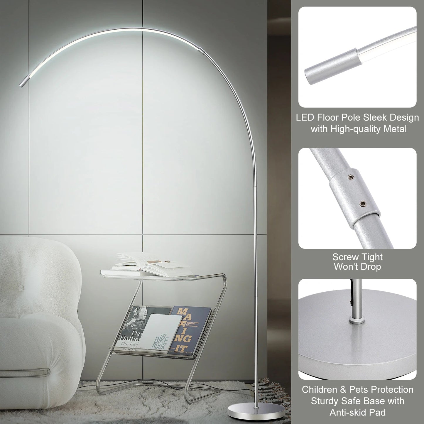 Modern Dimmable LED Arc Floor Lamp