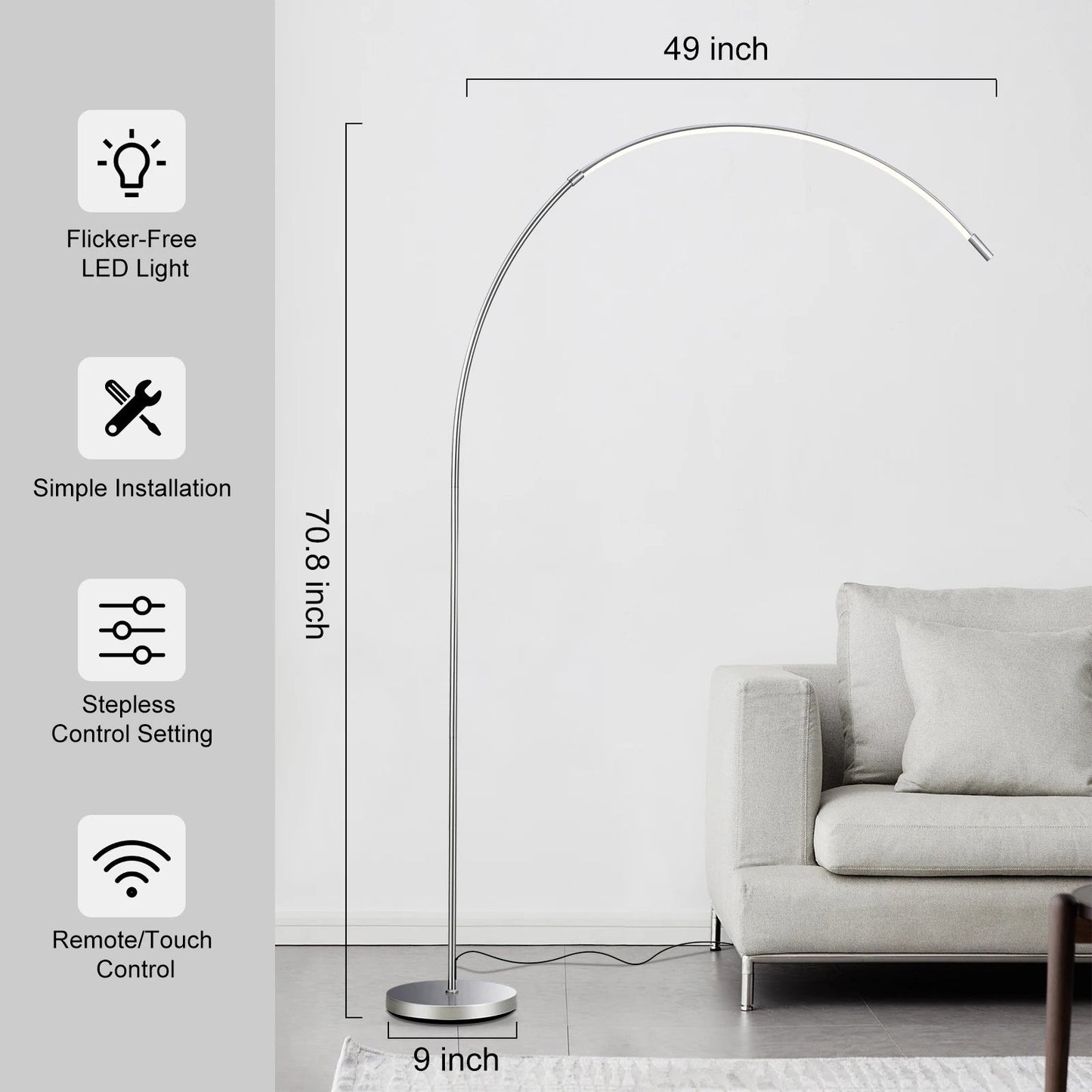 Modern Dimmable LED Arc Floor Lamp