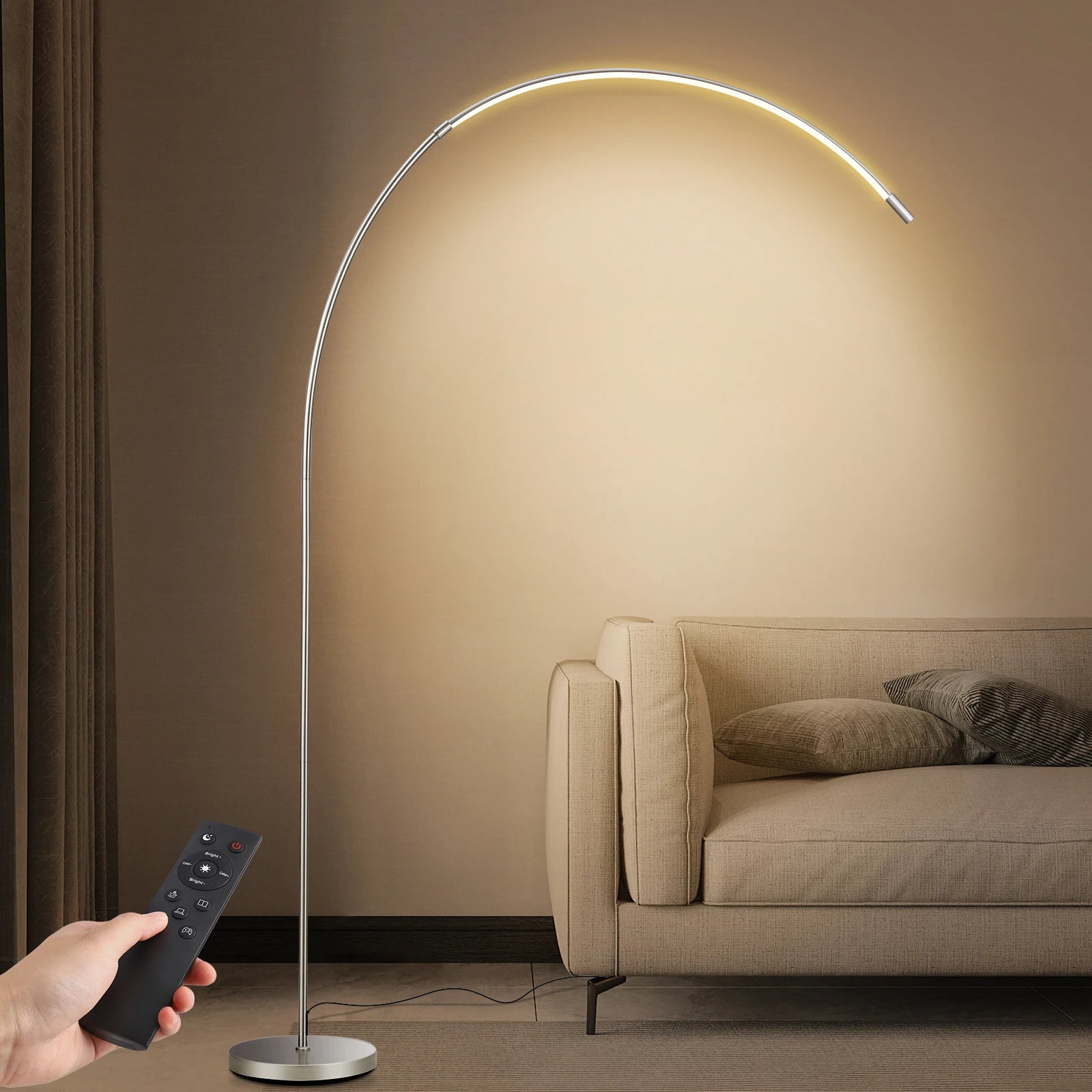 Modern Dimmable LED Arc Floor Lamp