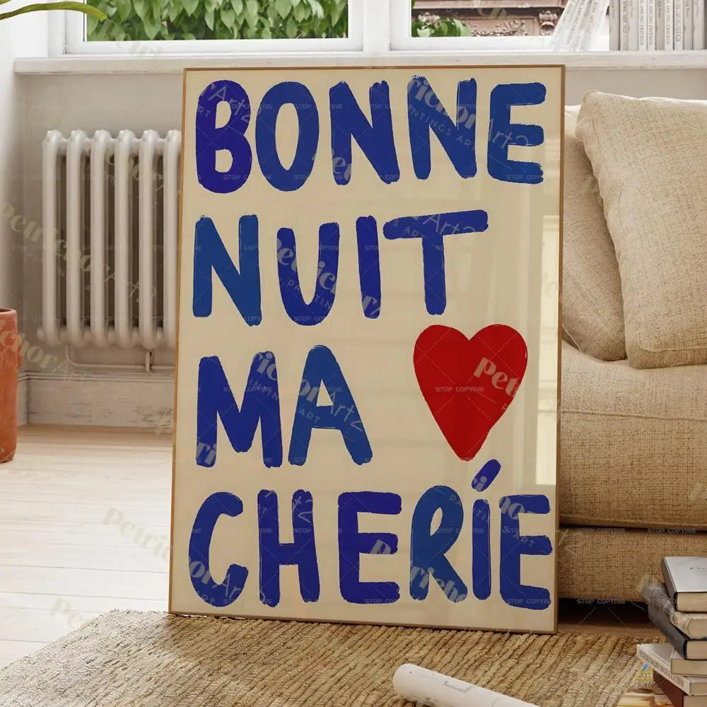 Modern French Love Quotes Canvas