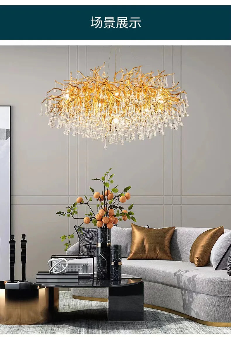 Modern Gold Crystal Chandelier Light