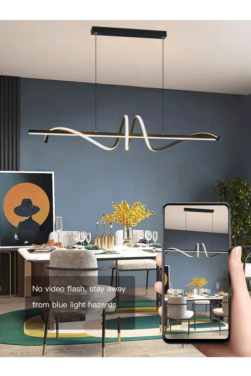 Modern Gold LED Pendant Lamp with Remote Control for Home