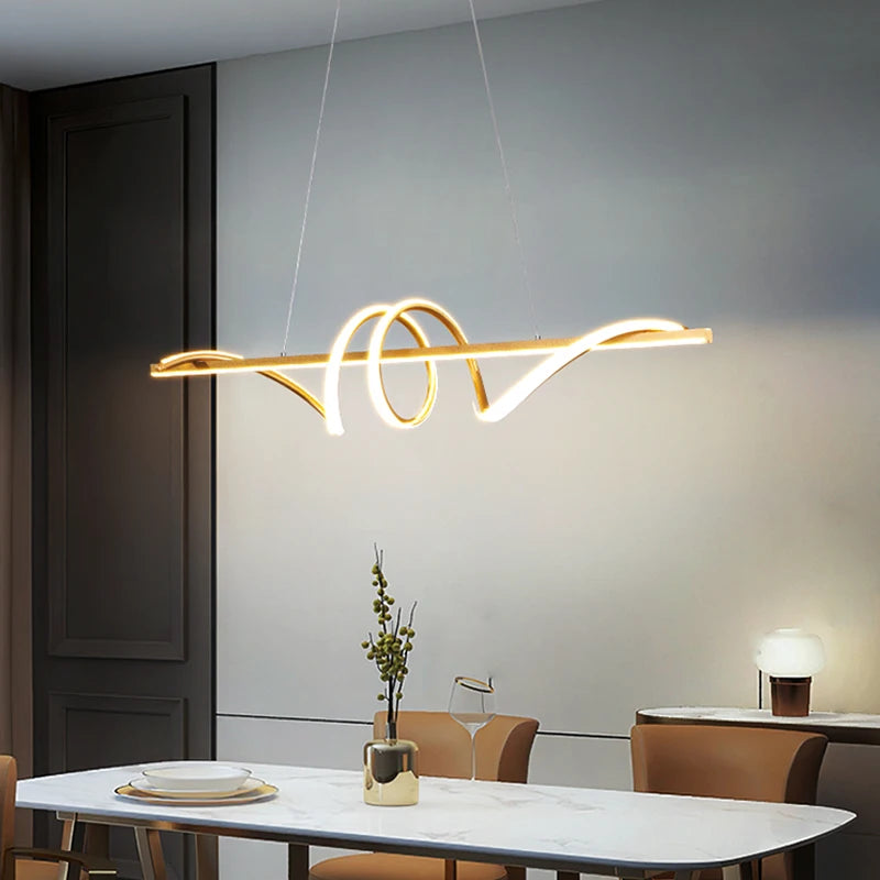 Modern Gold LED Pendant Lamp with Remote Control for Home