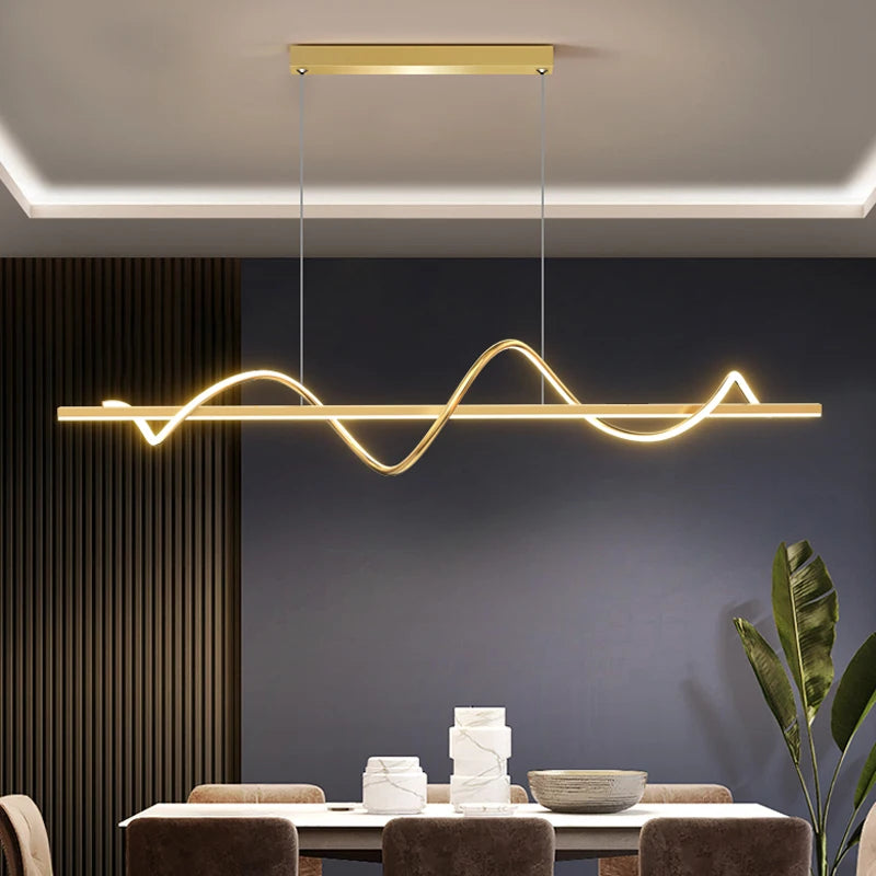 Modern Gold LED Pendant Lamp with Remote Control for Home