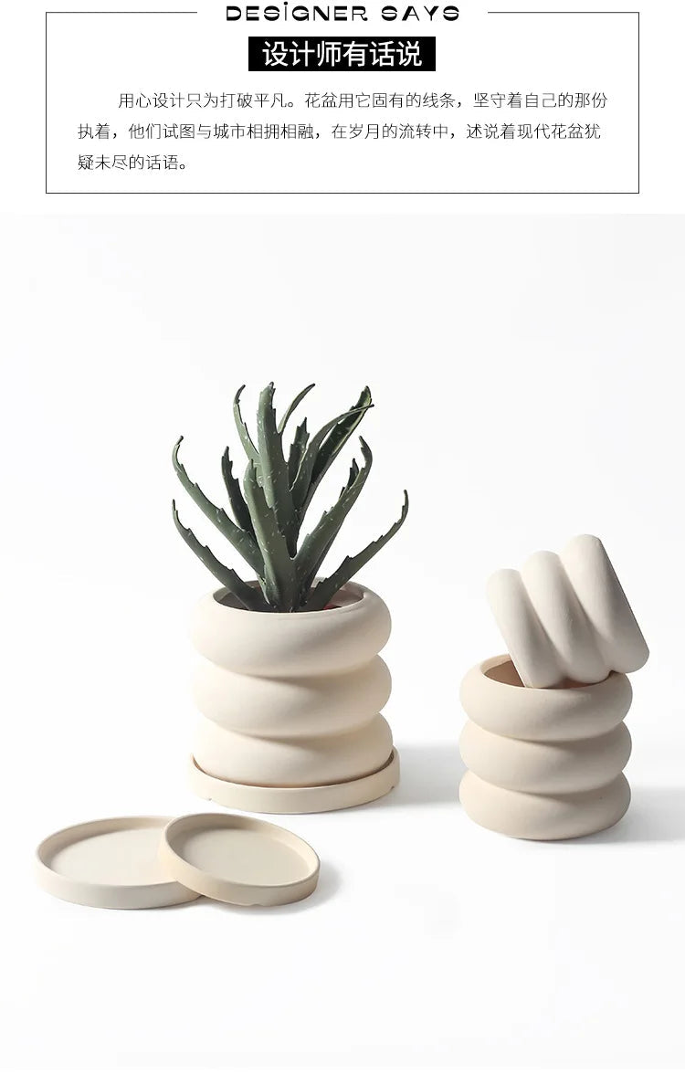 Modern Green Ceramic Flower Pot