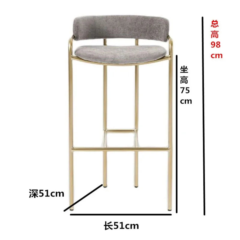 Modern Iron Backrest Bar Stool