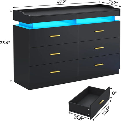 Modern LED 9 Drawer Dresser