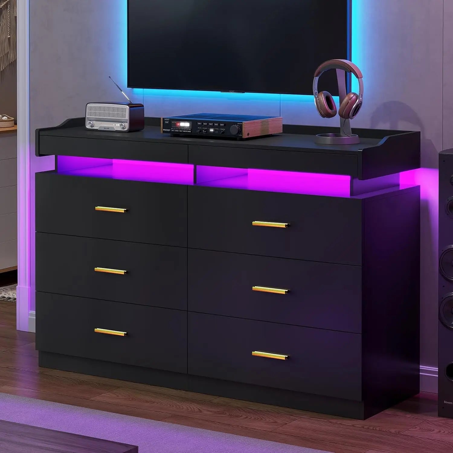 Modern LED 9 Drawer Dresser