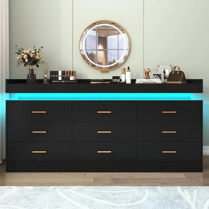 Modern LED 9 Drawer Dresser