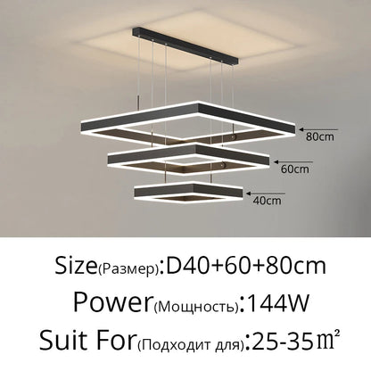 Modern LED Chandelier with Remote Dimming - Black & White