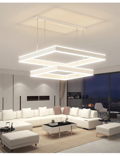 Modern LED Chandelier with Remote Dimming - Black & White