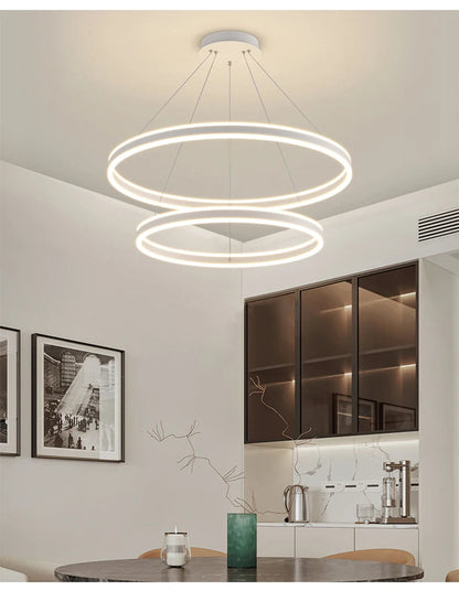 Modern LED Chandelier with Remote Dimming - Black & White