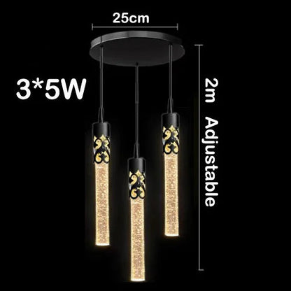 Modern LED Crystal Chandelier - Black/Gold