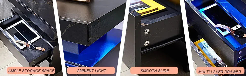 Modern LED Nightstand Set of 2 with RGB Lighting