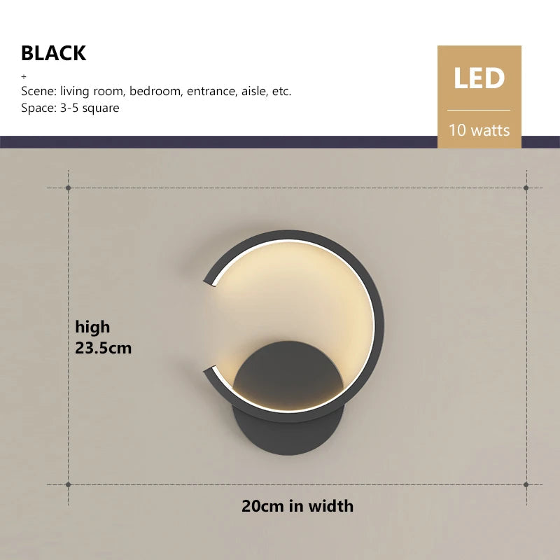 Modern LED Wall Lamp - Black, White, Gold