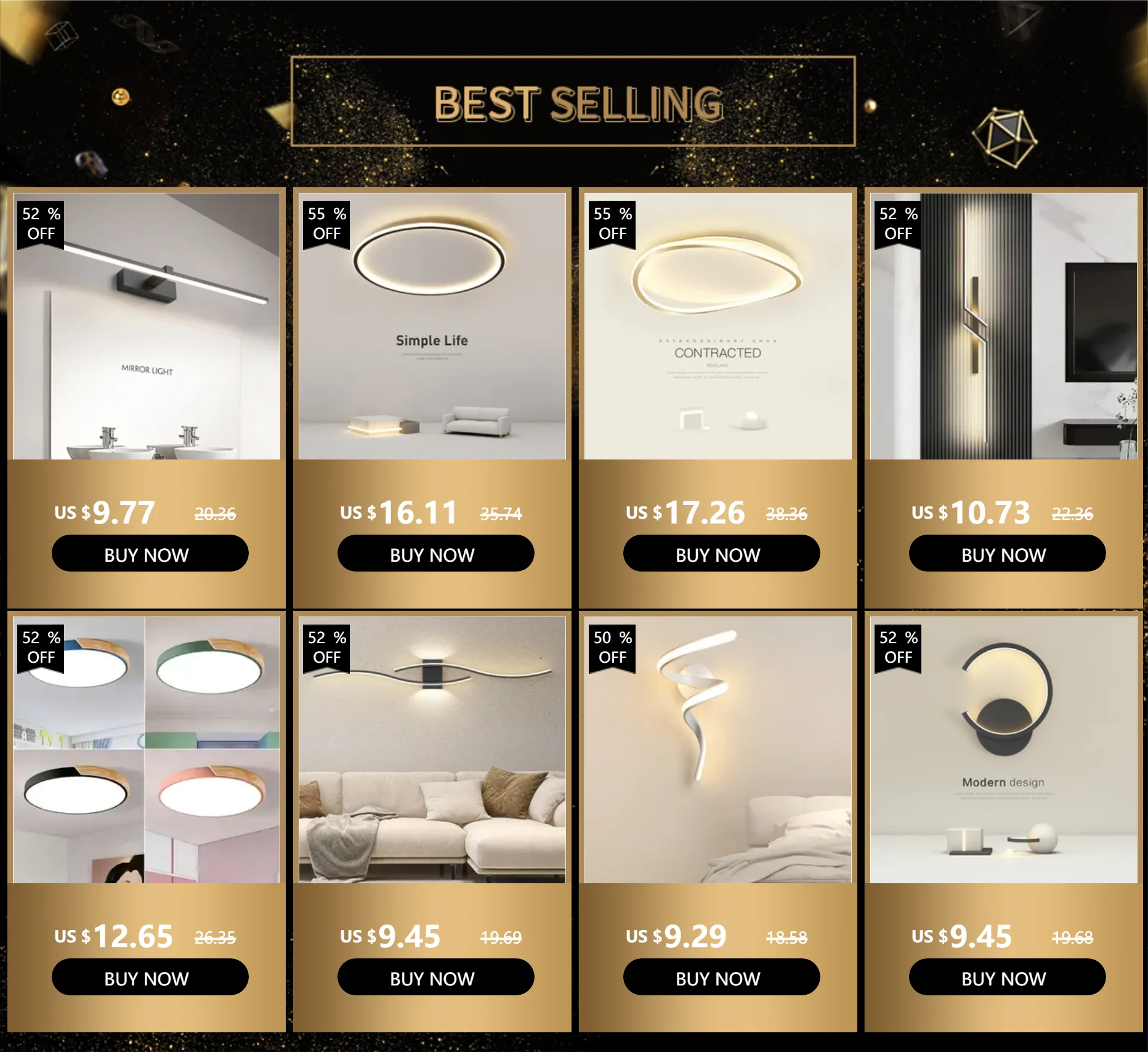 Modern LED Wall Lamp - Black, White, Gold