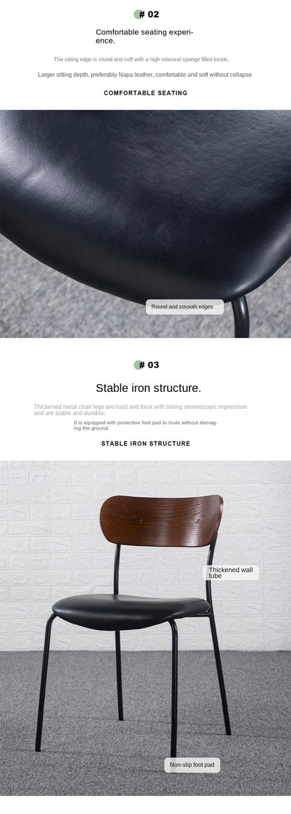 Modern Leather Dining Chair - Armless