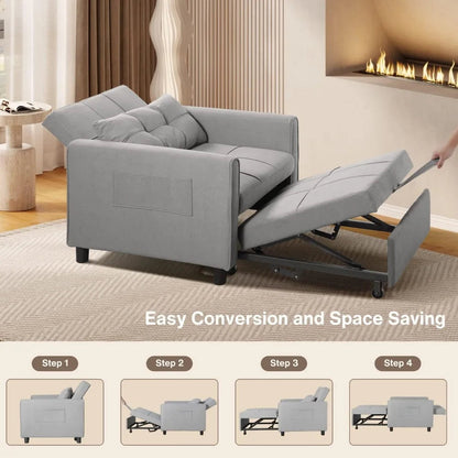 Modern Light Grey Convertible Sofa Chair