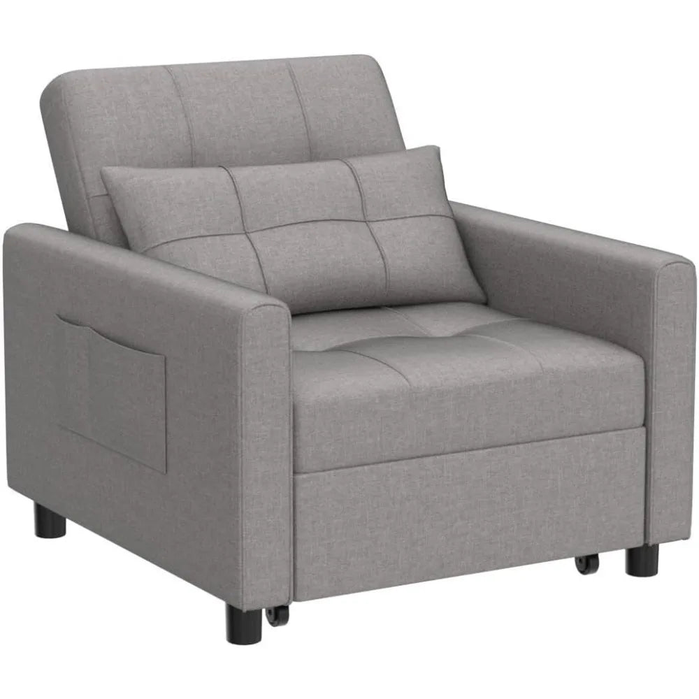 Modern Light Grey Convertible Sofa Chair