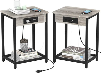 Modern Nightstand Set with USB Ports